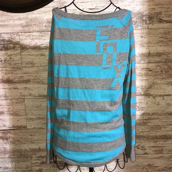Fox Tops - Fox racing stripped shirt size medium blue and gray v-neck button up top moto​​